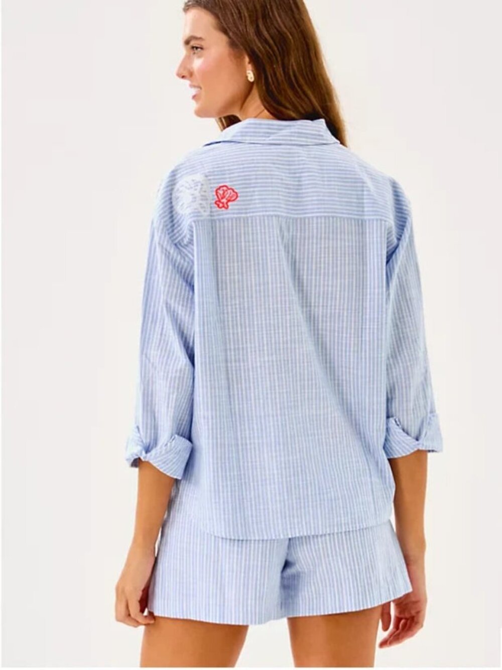 NWT Lilly Pulitzer Bondi  button down cotton shirt in Jacaranda Blue--XL - Picture 4 of 4